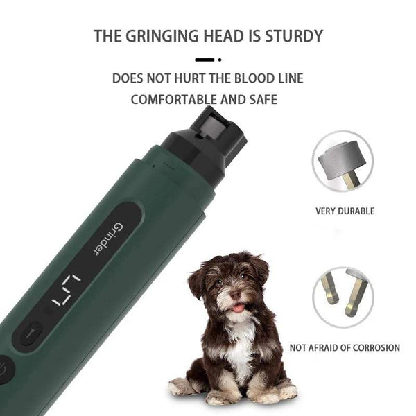 Dog Nail Trimmers Whisper Quiet Electric Grinder with Light Rechargeable for Small Medium Large Dogs Cats Toenail & Claw Grooming 5 Speeds